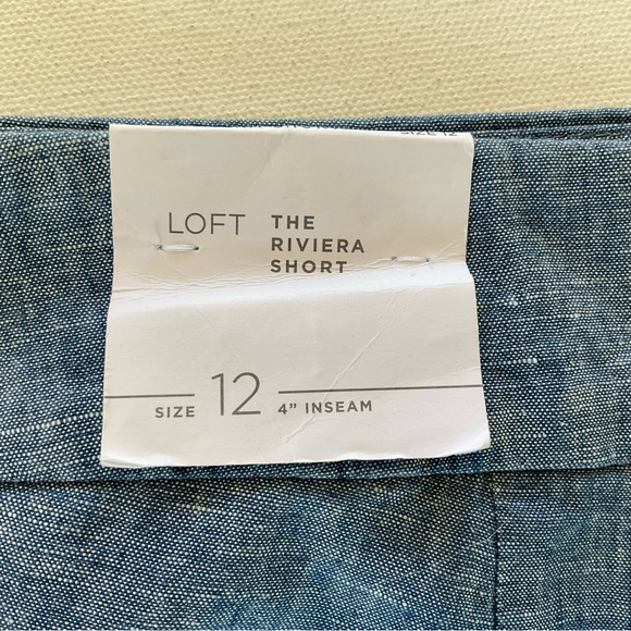 Ann Taylor Loft Women’s 12 Riviera Scallop Hem Shorts Chambray Linen Blend - Picture 7 of 12